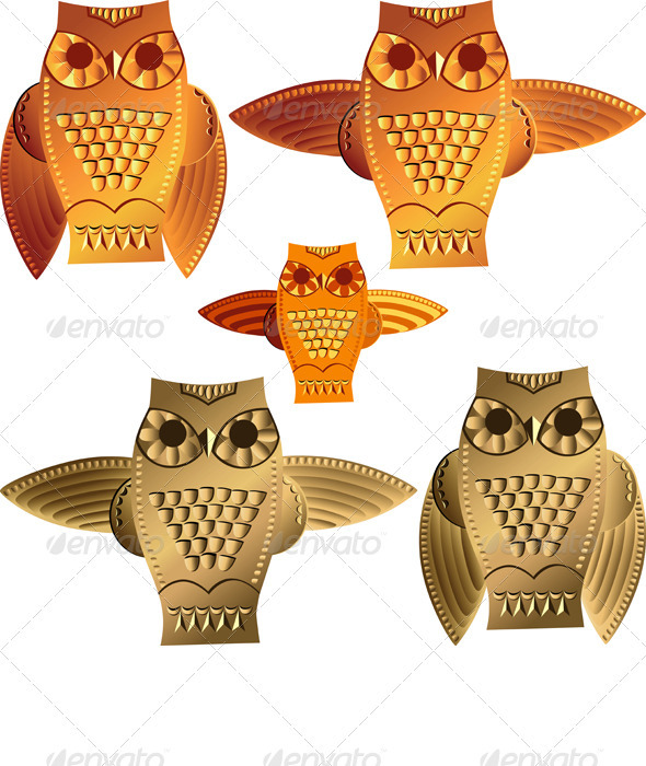 Vector Set Decorative Owls - Animals Characters