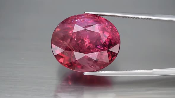Natural Pink Tourmaline Rubellite on the Background