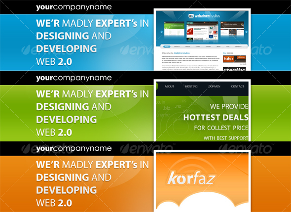 3 Colored Glossy Header - Miscellaneous Web Elements