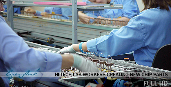 Hi-Tech Lab Workers Creating New Chip Parts