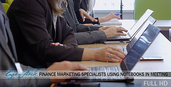 Finance Marketing Meeting Using Laptops