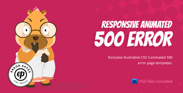 500 Error | CSS Animated HTML Template by WordPress-Studio