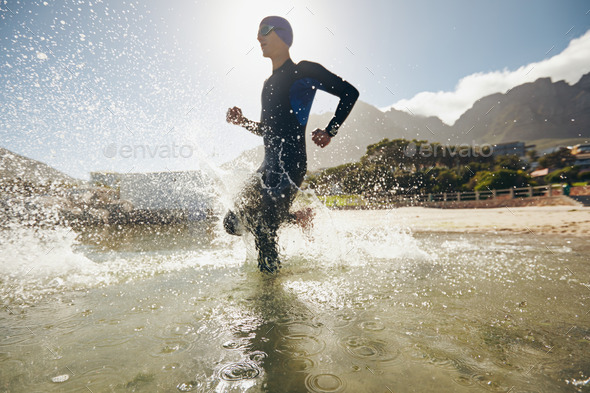 Training for triathlon competition - Stock Photo - Images