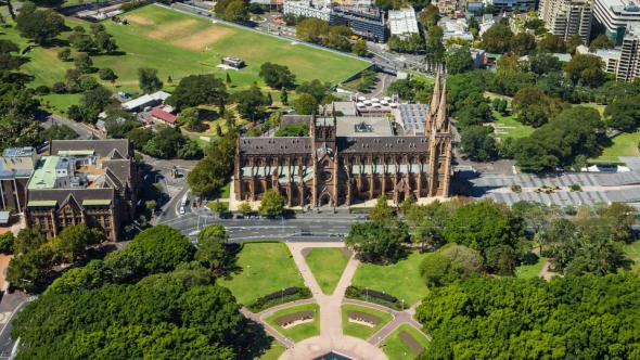 Hyde Park and St Mary's Cathedral, Sydney