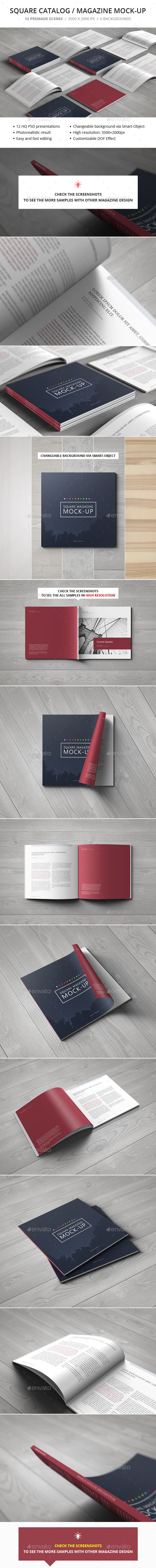 Square Catalog / Magazine Mock-Up - Magazines Print