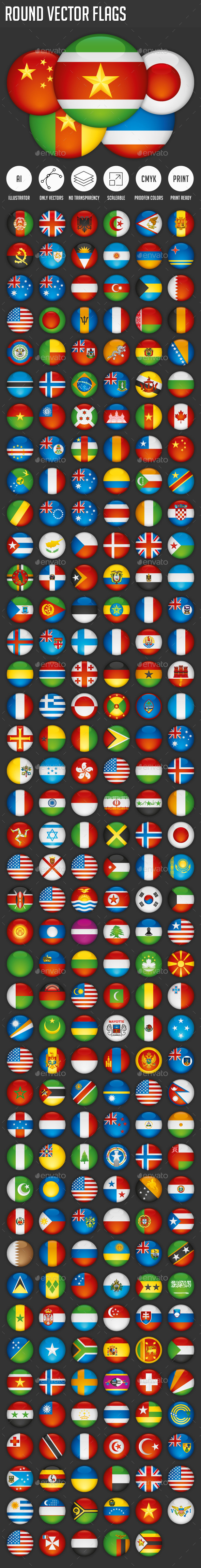 Round Vector Flags - Web Elements Vectors
