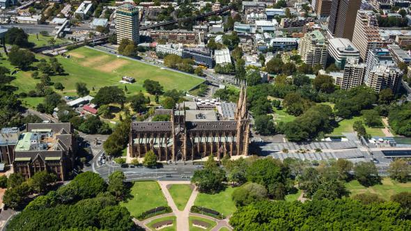 Hyde Park and St Mary's Cathedral, Sydney