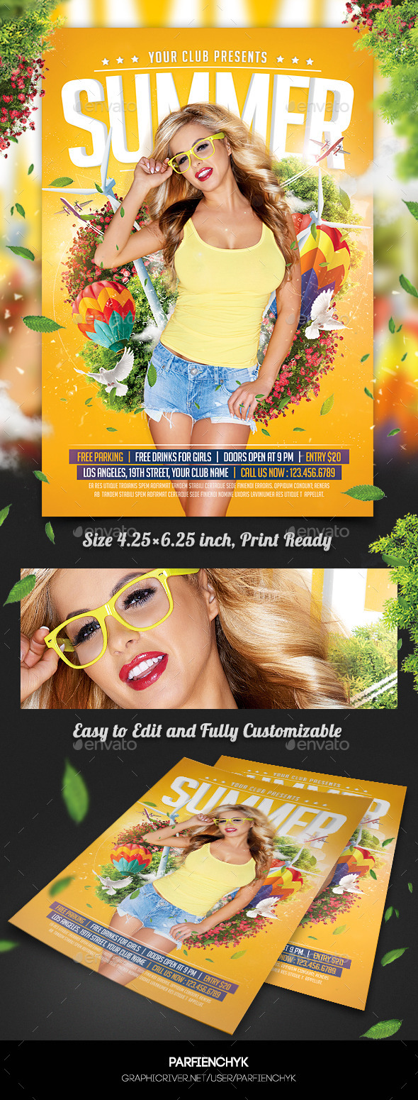 Summer Party Flyer Template - Clubs & Parties Events