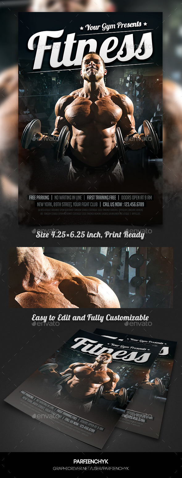 Bodybuilding Fitness Sport Flyer Template - Clubs & Parties Events