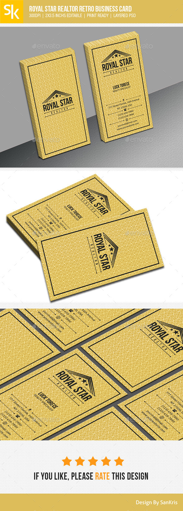 Royal Star Realtor Retro Business Card - Retro/Vintage Business Cards
