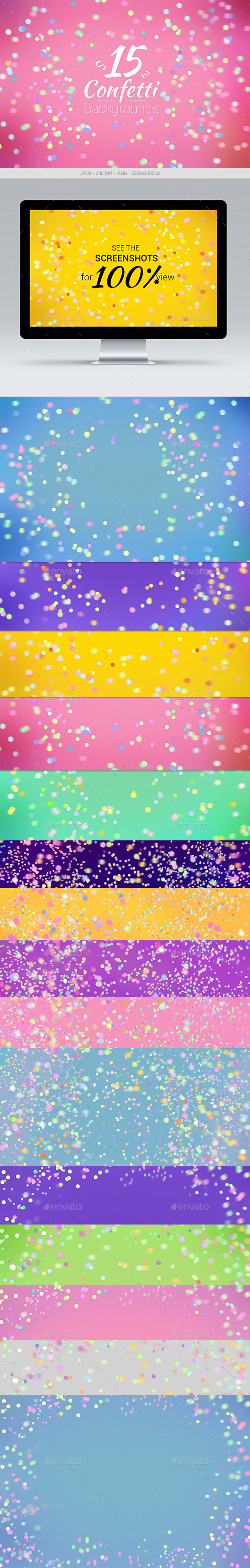 15 Confetti Backgrounds by MApictures | GraphicRiver
