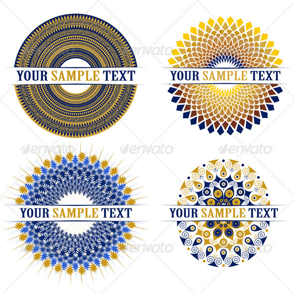 Set of Decorative Round Elements - Flourishes / Swirls Decorative