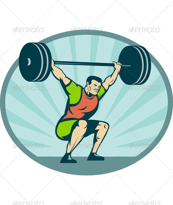 Weightlifter Body Builder Lifting Heavy Weight - People Characters