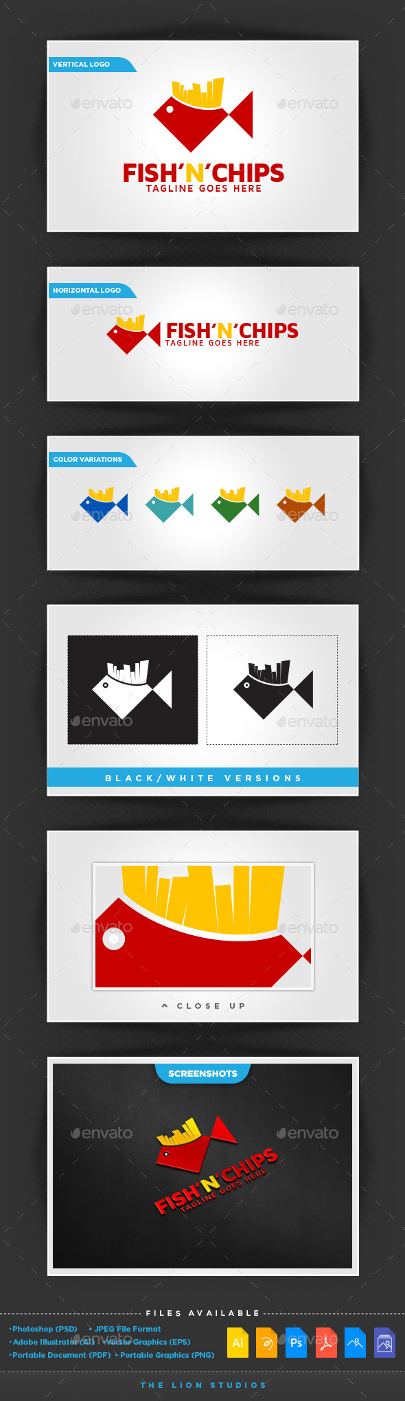 Fish'n'Chips Logo Template by thelionstudios GraphicRiver