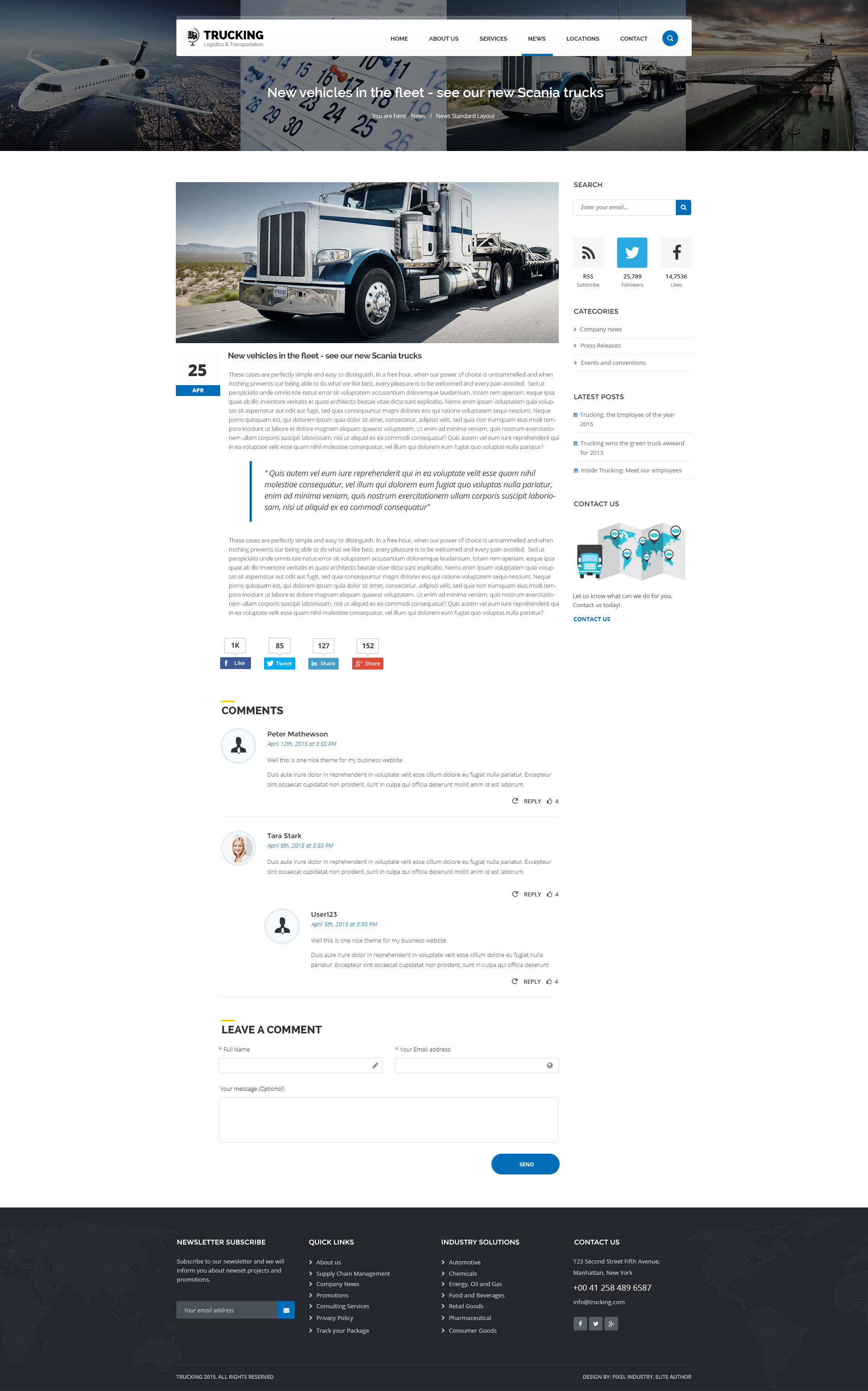 Trucking Transportation and Logistics PSD Template by pixel-industry