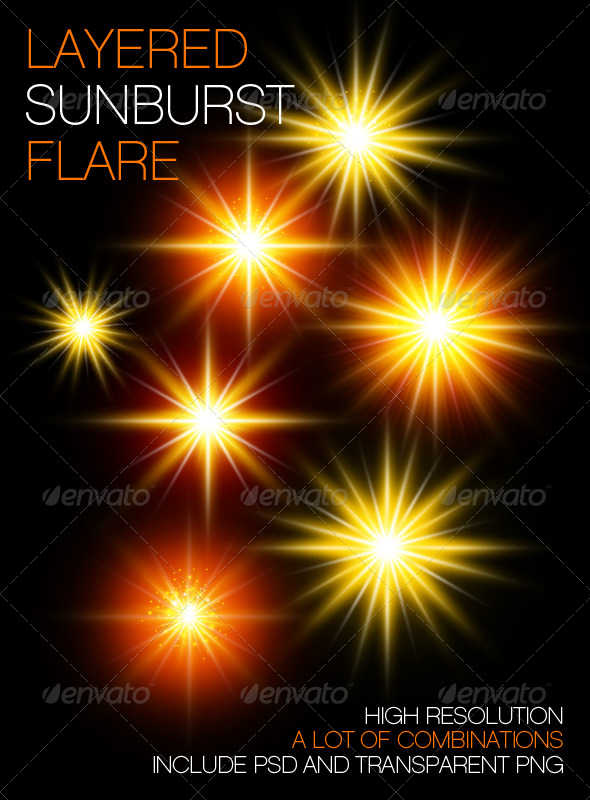 Layered Sunburst Flare - Flourishes / Swirls Decorative