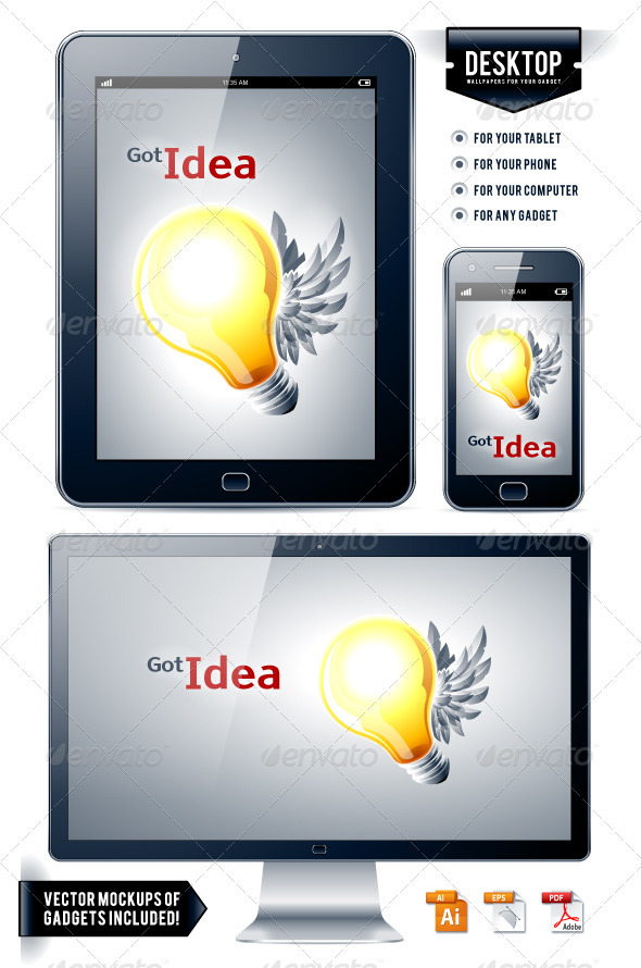 Vector background. Lamp with wings.