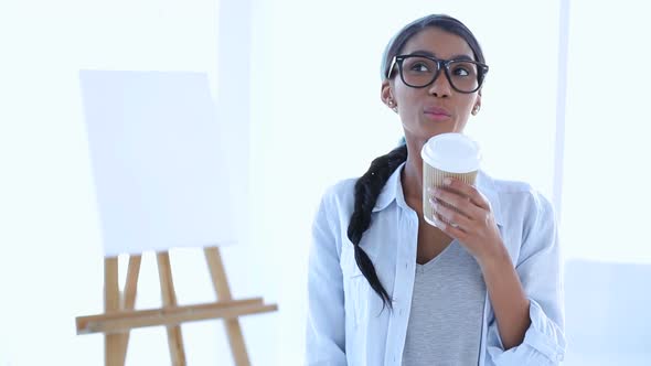 Artistic Woman Drinking A Coffee alt