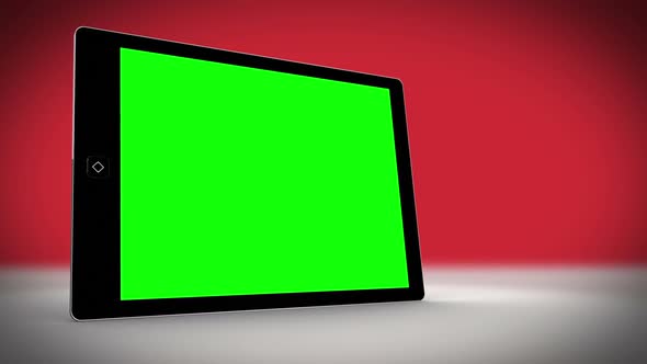 Tablet With Green Screen On Changing Background alt