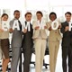 Happy Business People Holding Letters Spelling Teamwork - VideoHive Item for Sale