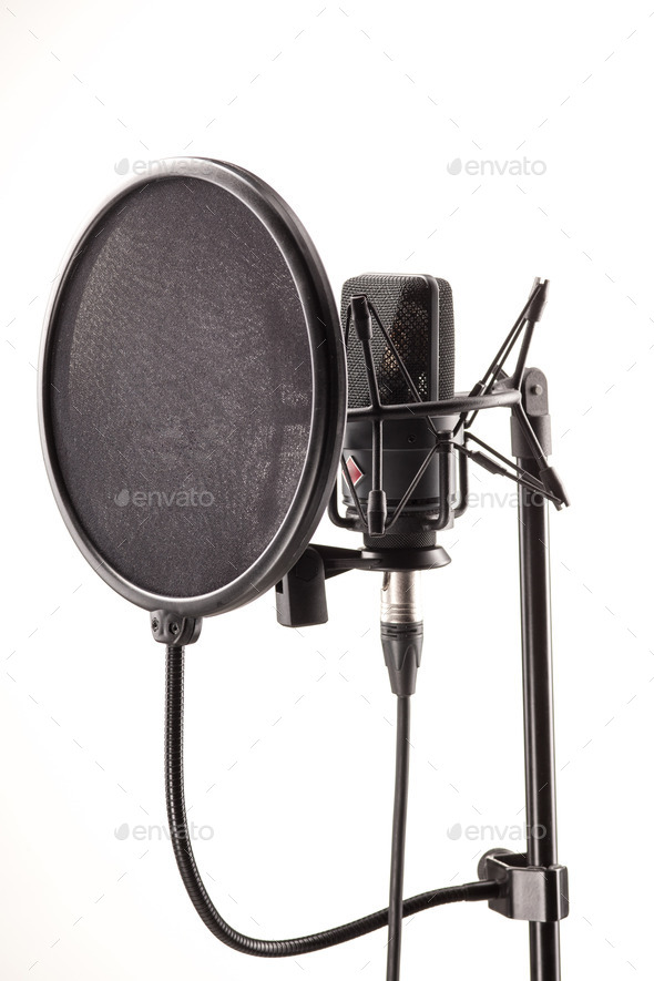 Microphone in broadcasting station - Stock Photo - Images
