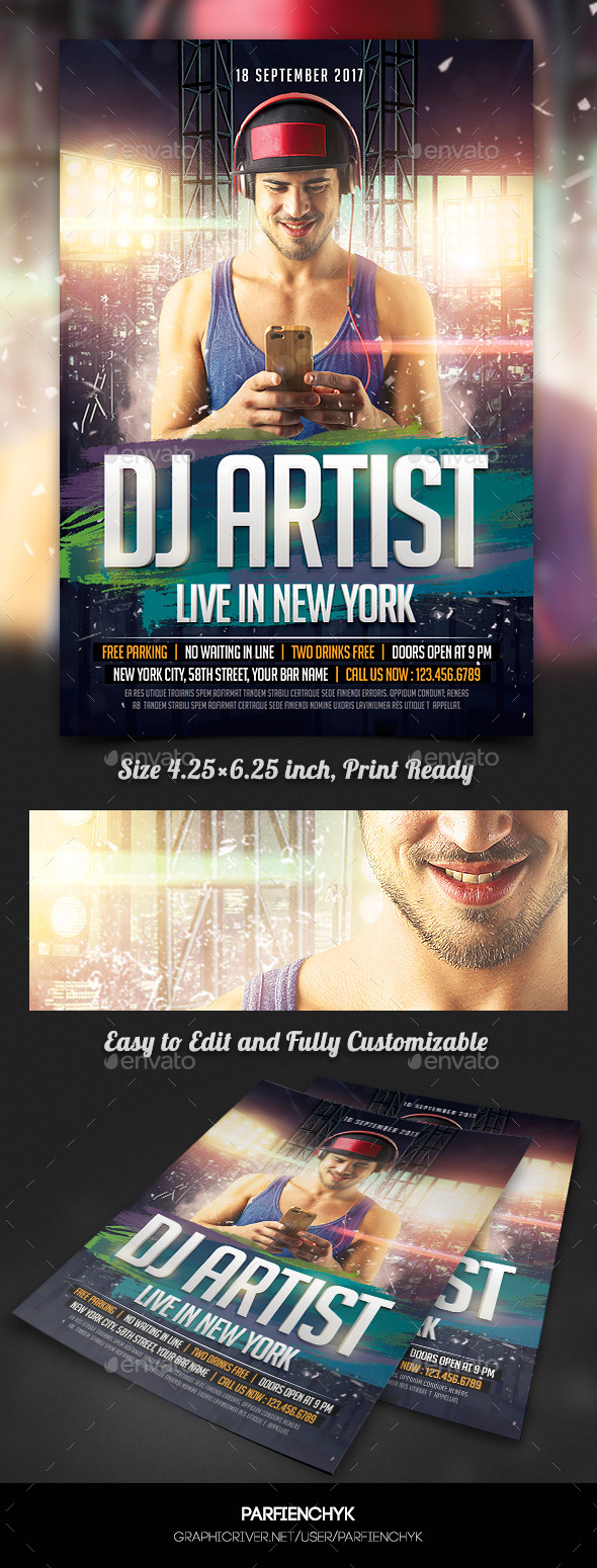 Music DJ Artist Flyer Template - Clubs & Parties Events