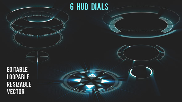 6 HUD Dials - Circular Elements