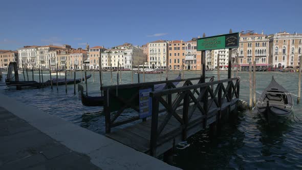 Gondolas moored on Fondamenta Salute