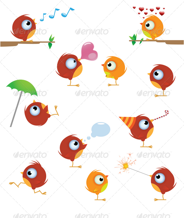 Cartoon bird set - Animals Characters