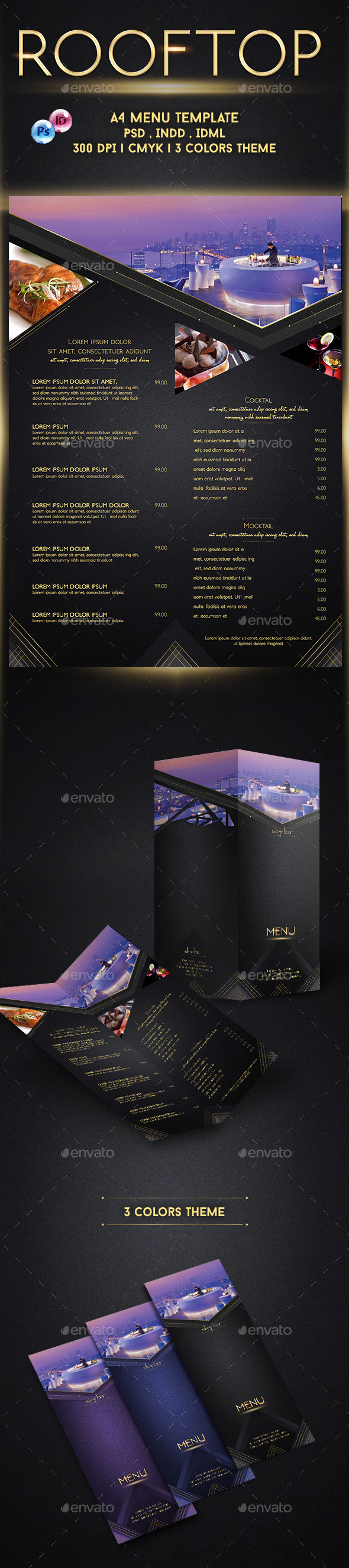 Rooftop Menu Template - Food Menus Print Templates