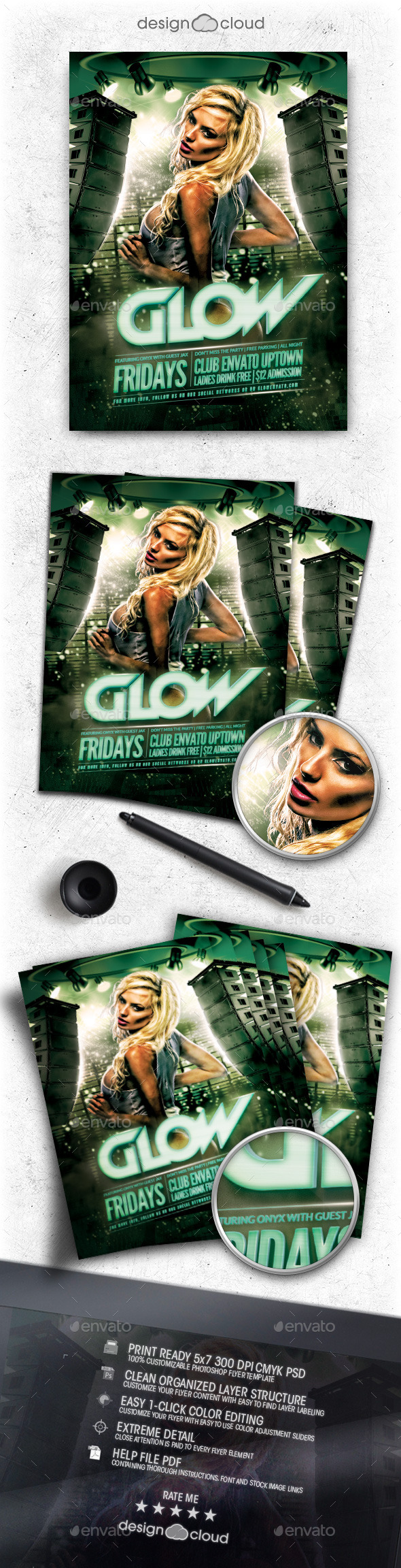 Glow Club Flyer Template - Clubs & Parties Events