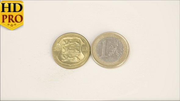 2003 Version of an Estonia Gold Coin and a 1 Euro 