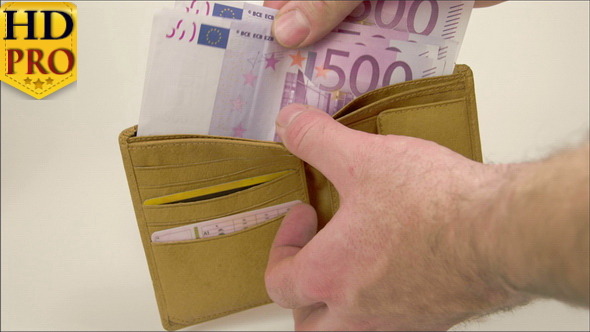 Man Couting Off the 2000 Euro Bills on the Wallet