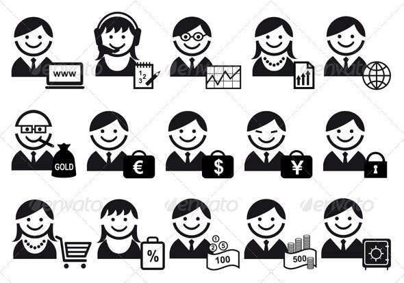 Business People Vector Icon Set - People Characters