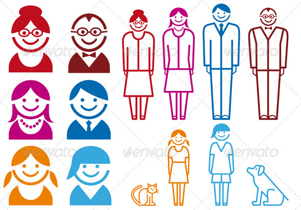 Family Icon Set - People Characters
