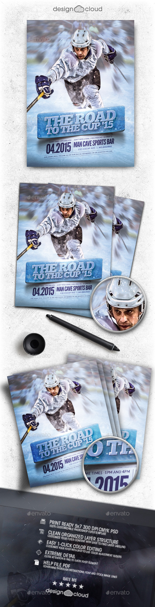 Hockey Road to the Cup '15 Flyer Template - Sports Events