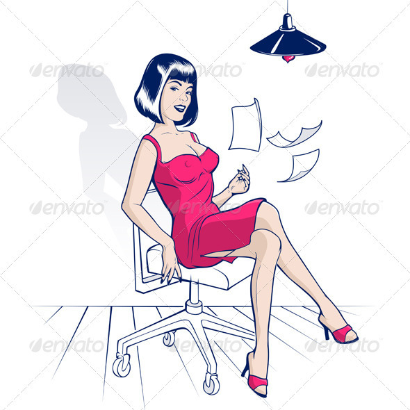 Office Cartoon Woman