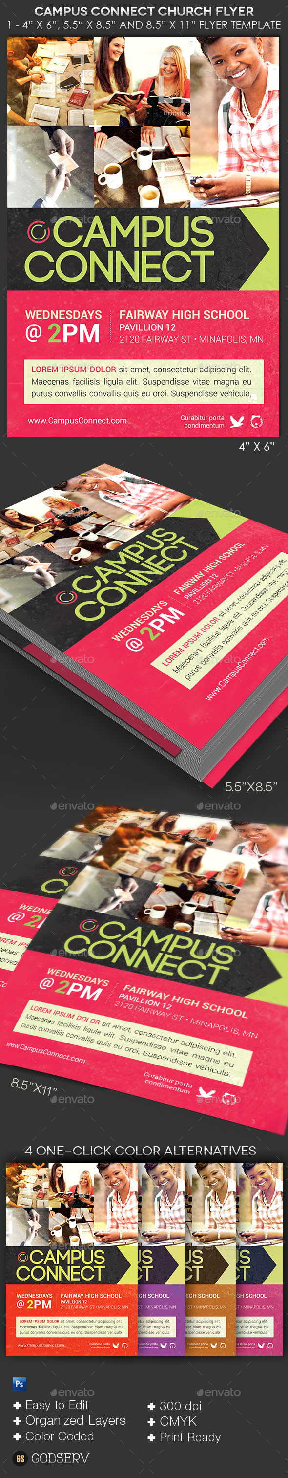 Campus Connect Church Flyer Template - Church Flyers