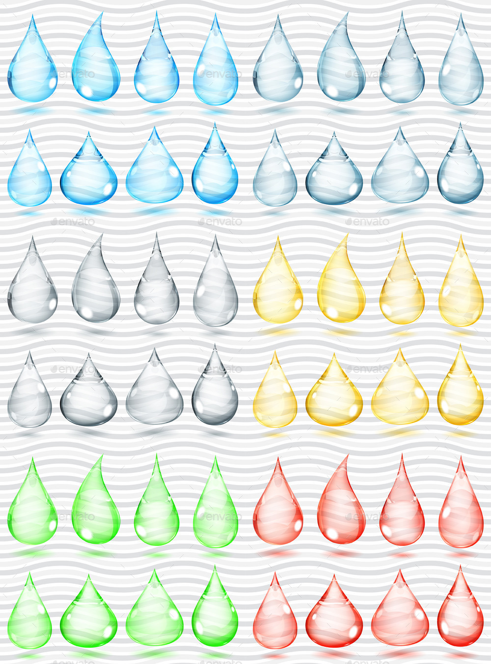 Transparent And Opaque Multicolored Drops, Vectors | GraphicRiver