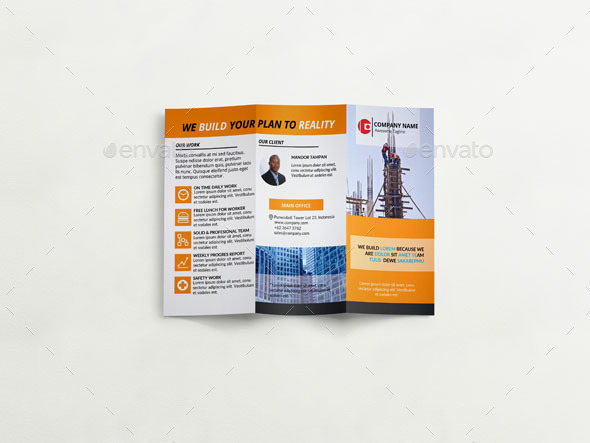 Worker Construction Tri-Fold Brochure by ncuz | GraphicRiver