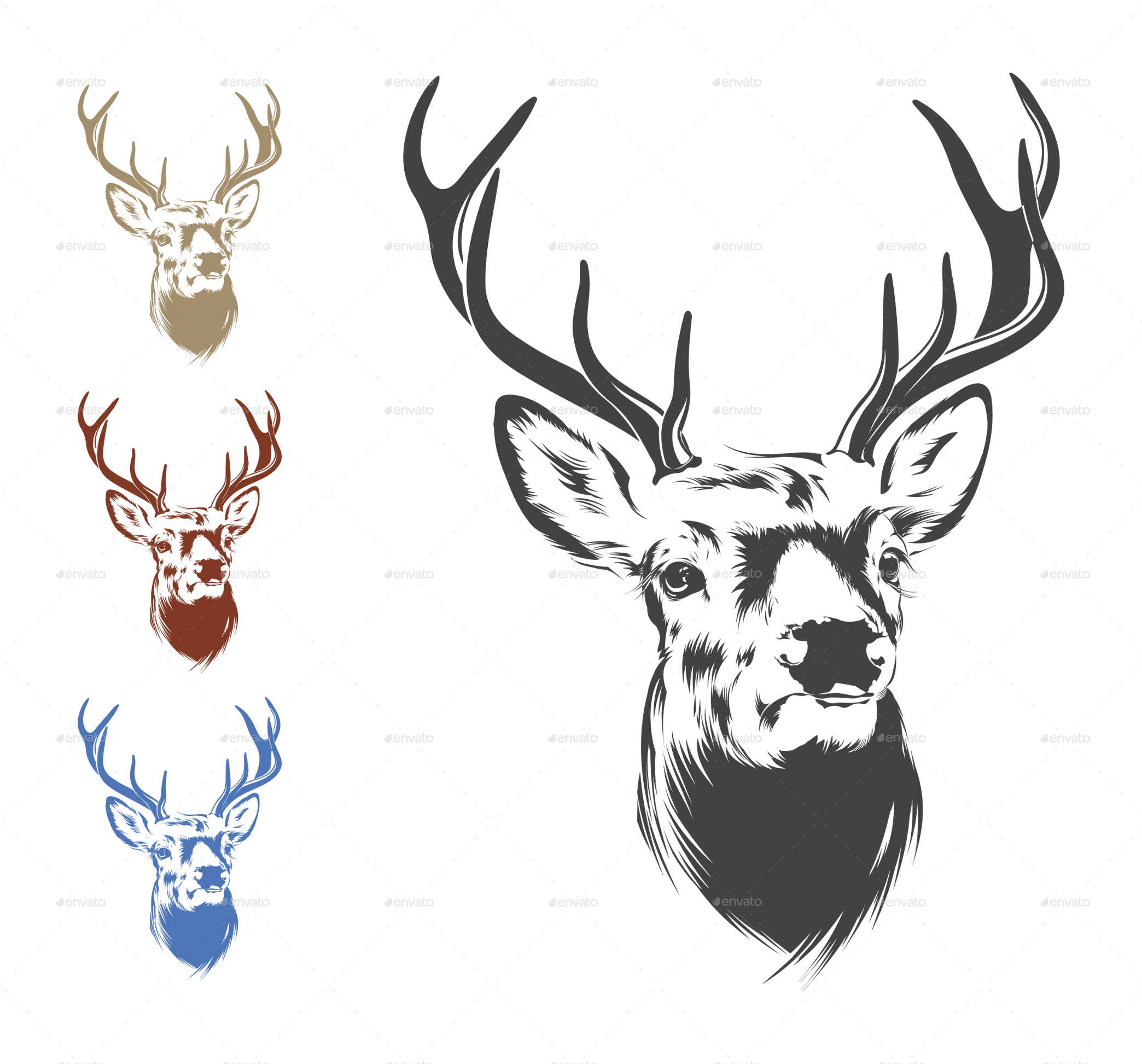Deer Head Illustration, Head Drawing, Head Sketch, Deer PNG and Vector with  Transparent Background for Free Download