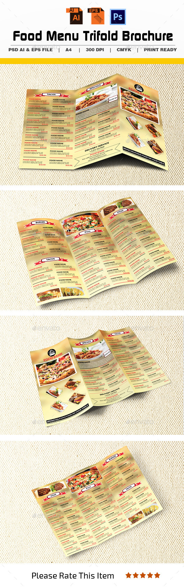 Food Menu Trifold Brochure