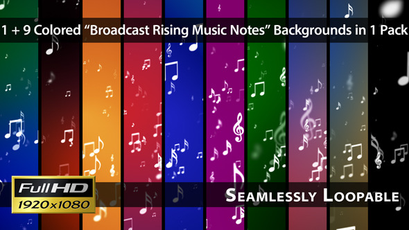 Broadcast Rising Music Notes - Pack 01
