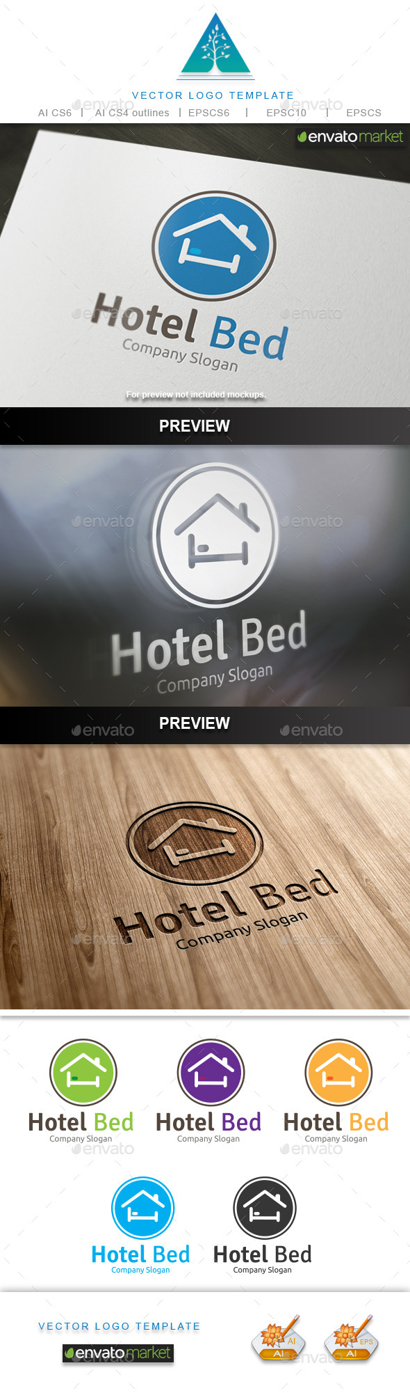 Hotel Bed Logo - Buildings Logo Templates