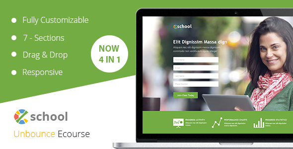 eSchool Unbounce Template - ThemeForest 10794898