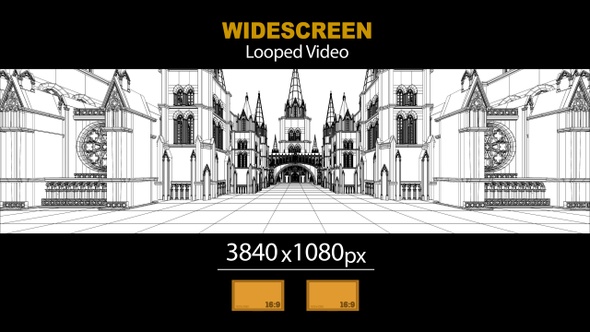 Widescreen Wireframe Gothic City 04