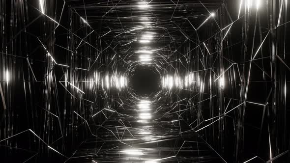 4K Flight in abstract sci-fi tunnel seamless loop. Futuristic motion graphics