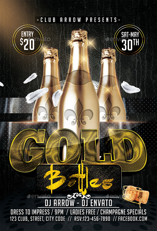 software shirt mockup t GraphicRiver Gold Bottle Flyer  Arrow3000  Template by