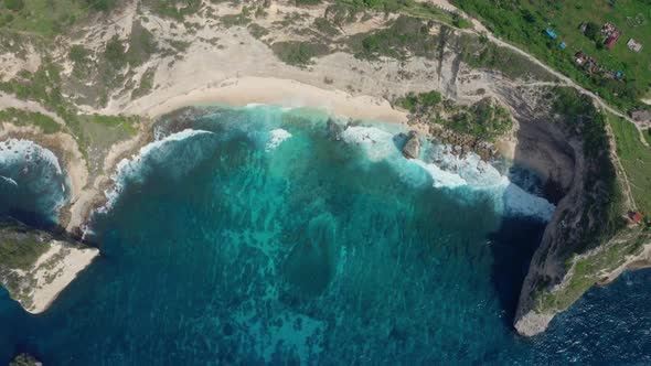 Aerial View of Diamond Beach in Nusa Penida Island Beautiful Ocean Mountains alt