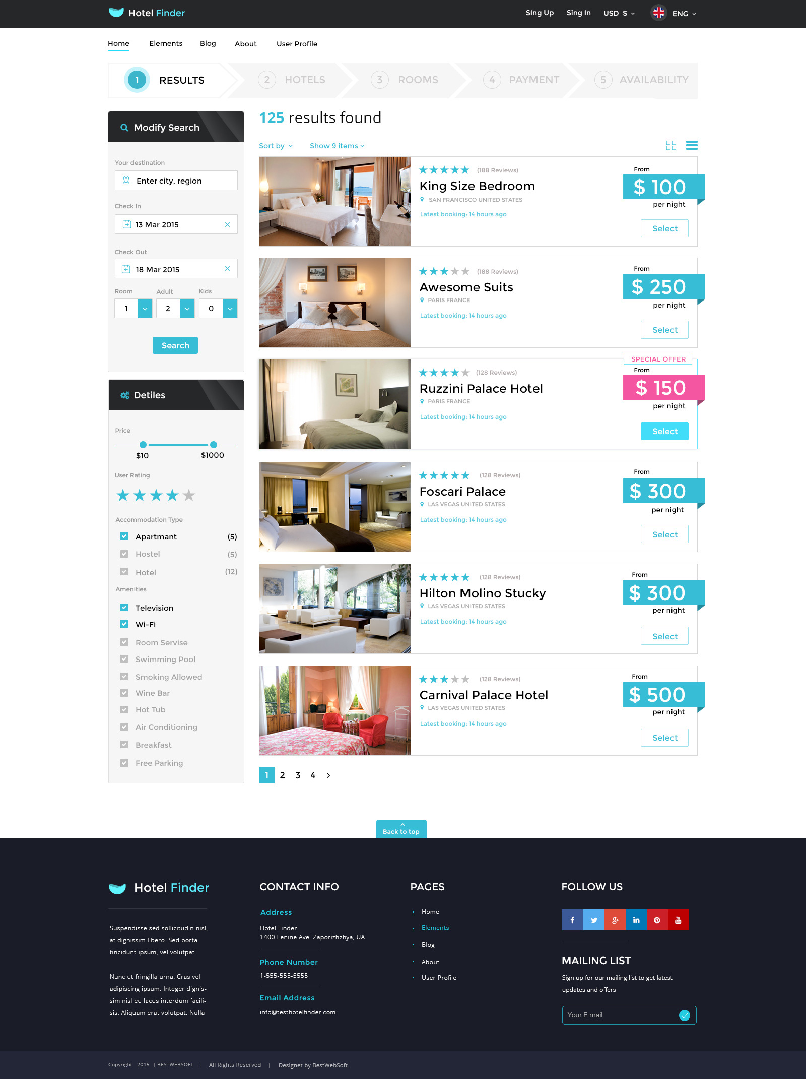 Hotel Finder - Online Booking PSD Template by bestwebsoft | ThemeForest